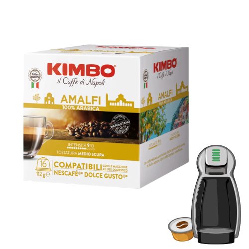 16 Stück Caffè Kimbo Amalfi 100% Arabica DOLCE GUSTO kompatible Kaffeekapsel – Nespresso kompatible Kaffeekapseln
