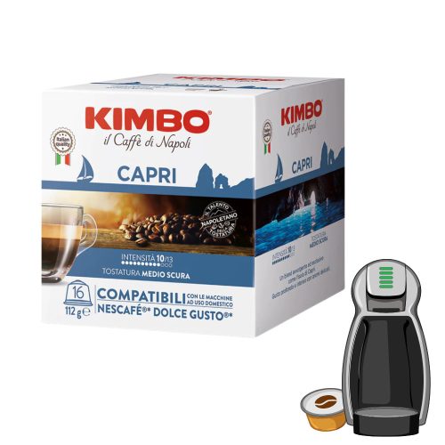 16 Stück Caffè Kimbo Capri DOLCE GUSTO kompatible Kaffeekapsel – Nespresso kompatible Kaffeekapseln