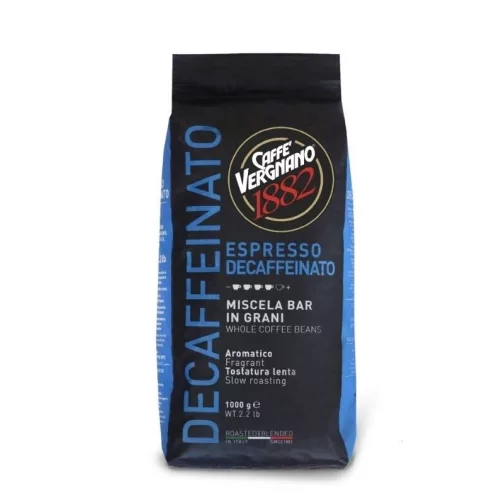 1 kg Caffè Vergnano 1882 Decaffeinato ganze Kaffeebohnen Mischung – Nespresso kompatible Kaffeekapseln