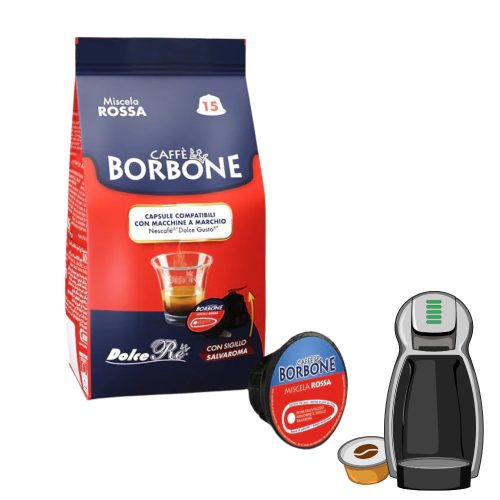 15 Stück Caffè Borbone Miscela Rossa DOLCE GUSTO kompatible Kaffeekapsel – Nespresso kompatible Kaffeekapseln