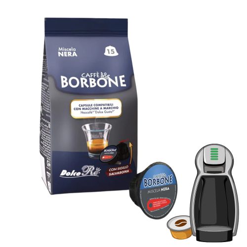 15 Stück Caffè Borbone Miscela Nera DOLCE GUSTO kompatible Kaffeekapsel – Nespresso kompatible Kaffeekapseln