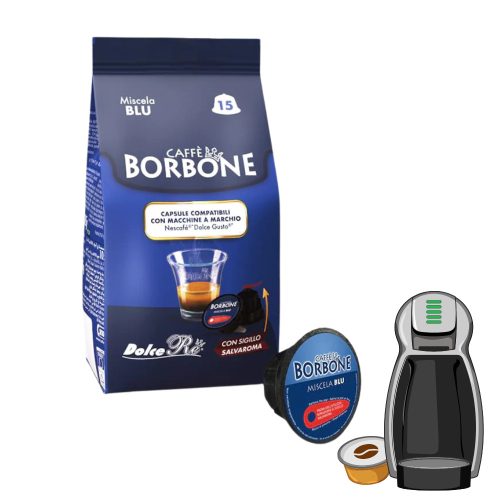 15 Stück Caffè Borbone Miscela Blu DOLCE GUSTO kompatible Kaffeekapsel – Nespresso kompatible Kaffeekapseln