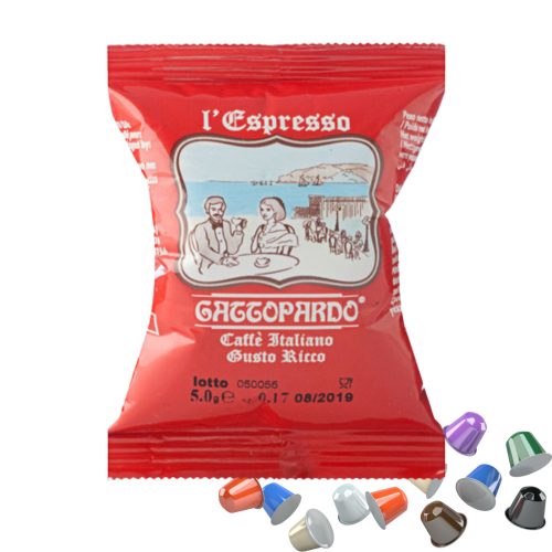 1 Stück l’Espresso Gattopardo Caffè Italiano Gusto Ricco Nespresso kompatible Kaffeekapsel – Nespresso kompatible Kaffeekapseln