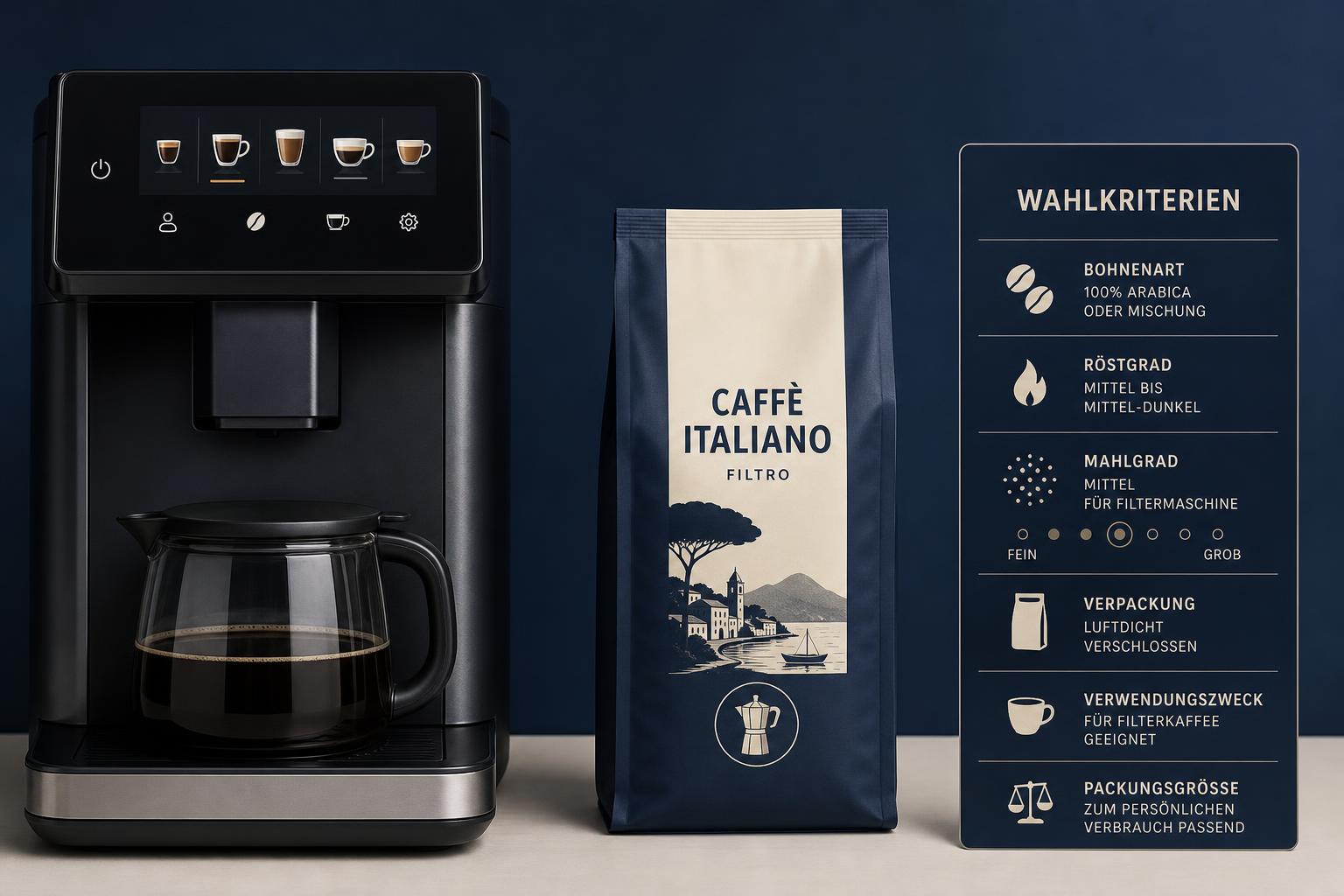 Italienischer Mahlkaffee für die Filtermaschine wählen